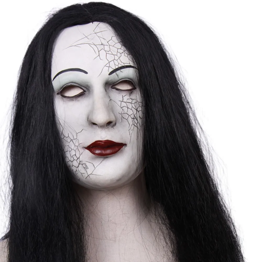 Realistic Latex Mask Female Woman Face Halloween Latex Mask Wig Lady Crossdressing Sissy Transgender Costume
