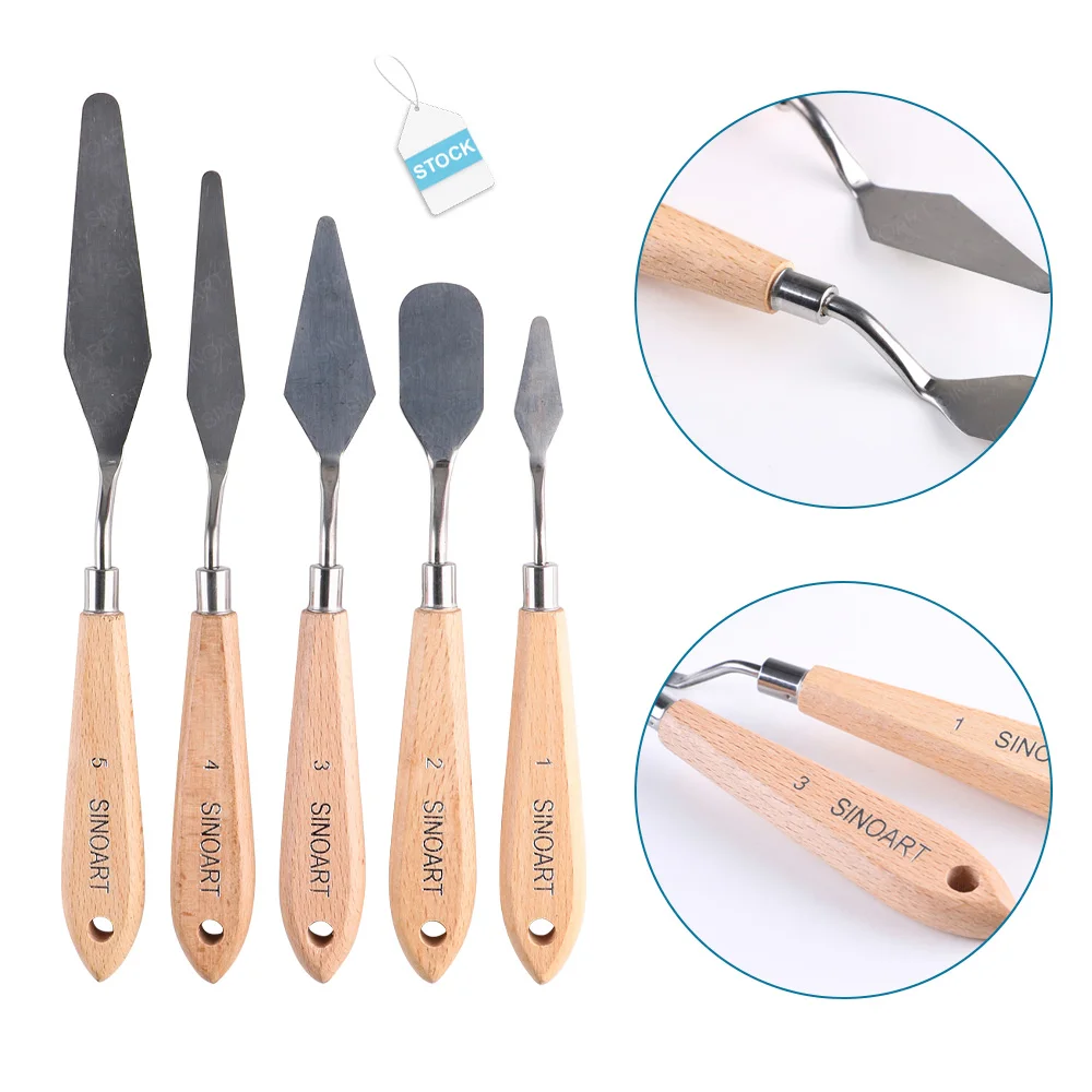 5pcs painting knives with wood handle
