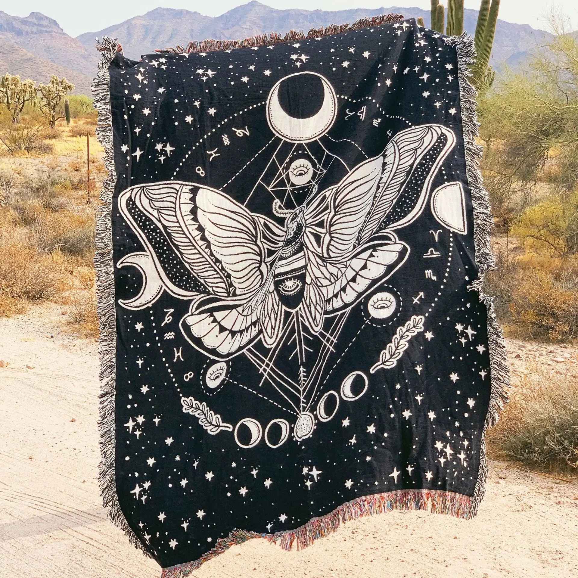 Оптовая продажа от производителя жаккардовые тканые одеяла для пикника из 100% хлопка и полиэстера на заказ с рисунком кисточек