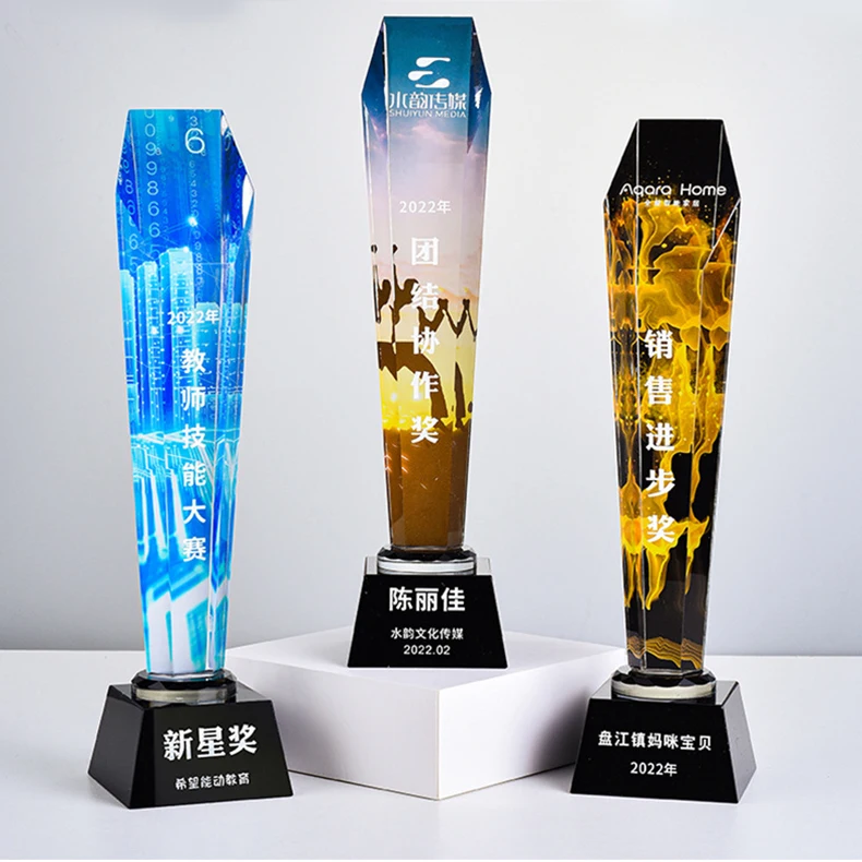 Color Star Shape Crystal Trophy Company Annual Meeting Crystal Crafts Souvenir Customized Crystal Trophy Award factory