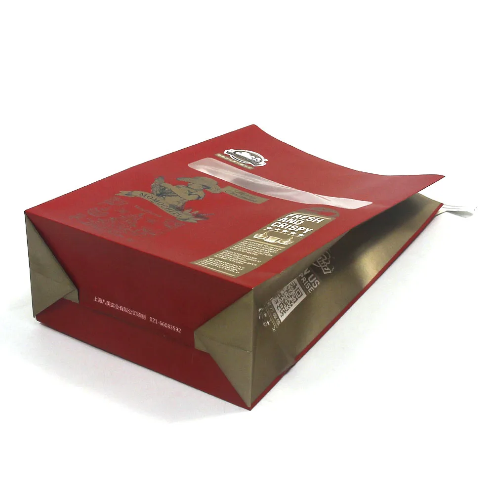 Custom Laminated Kraft Paper Recyclable Popcorn Packaging Bags Stand Up