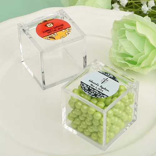 Square Acrylic Storage Cube, Small Candy Favor Clear Acrylic Box