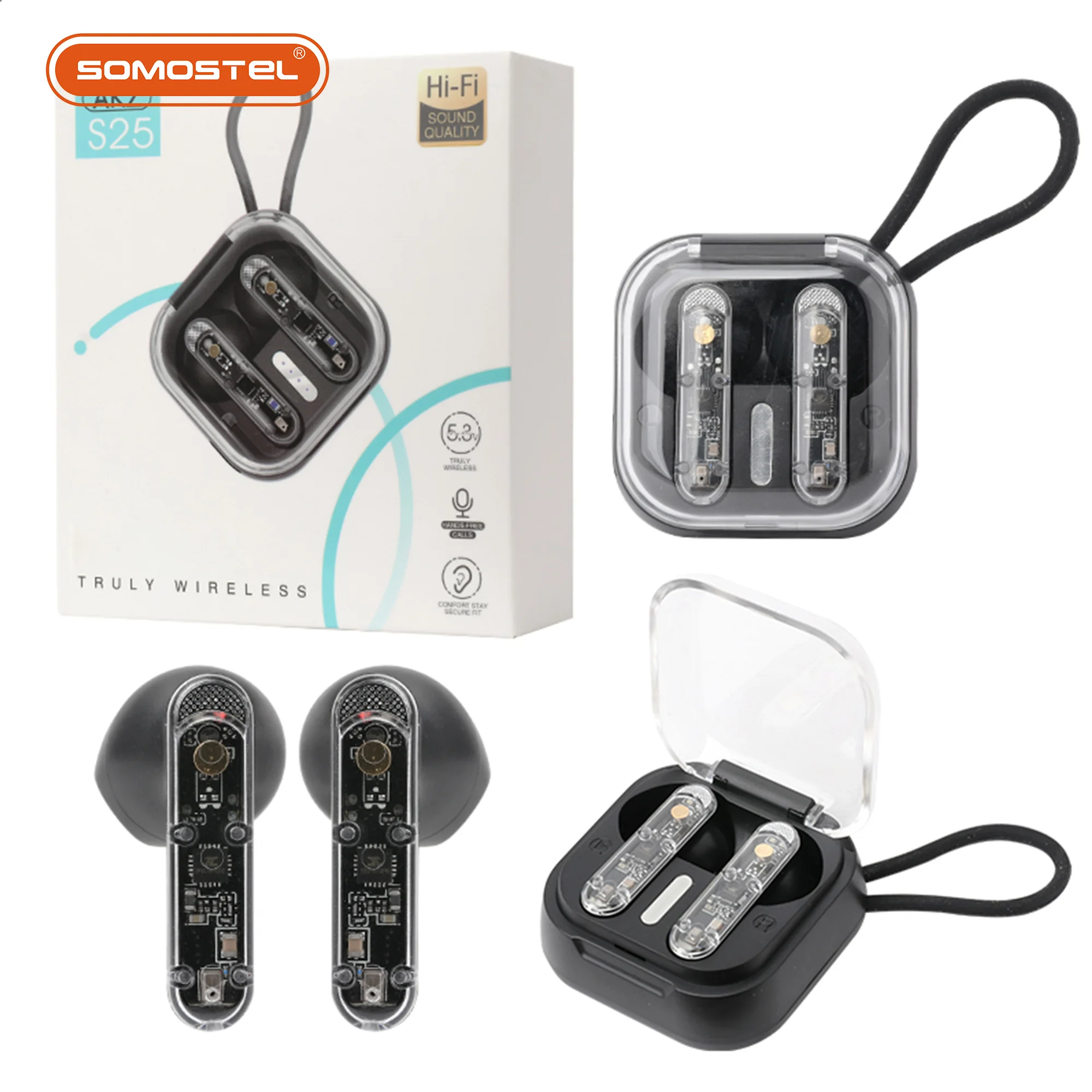 Wholesales Somostel   AKZ-S25 BT5.3 Wireless Stereo Earphone In-ear Touch Contral Earbuds Headphone for Music