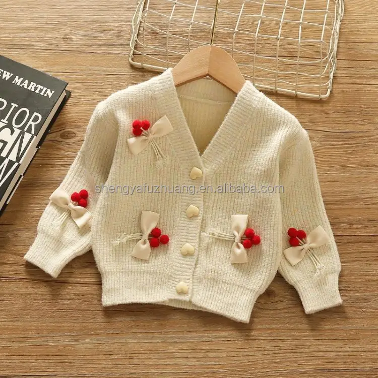 New hot spring and summer solid color hollow knitted cardigan baby girls' sweaters