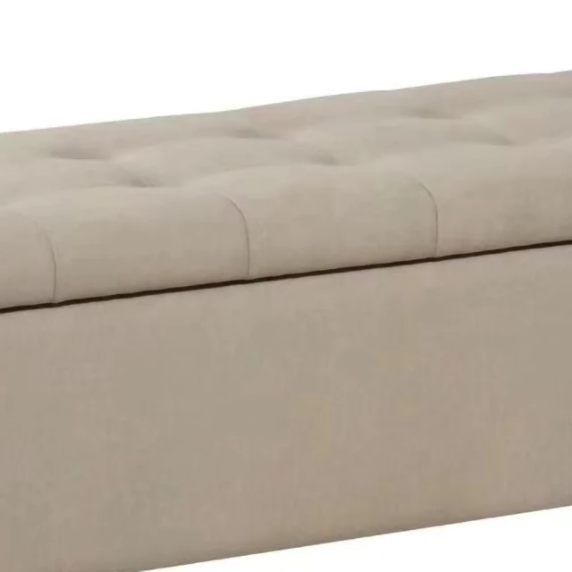 Luxurious Multi Functional Top Quality Living Room Rolled Arm Tufted Fabric Storage Ottoman Bench details