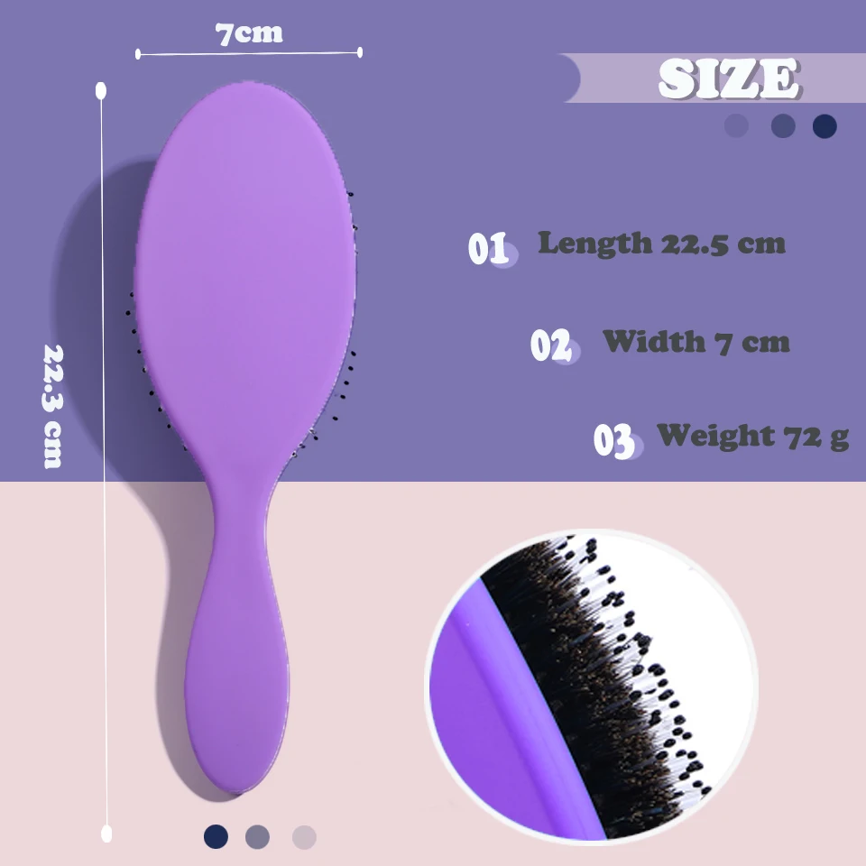 
Радужная расческа для волос с овальной щетиной кабана 