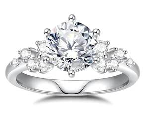 Wholesale Fine Jewelry 925 Sterling Sliver Ring 8 Carats Diamond Mossanite Luxury Engagement Anniversary Ring for Women