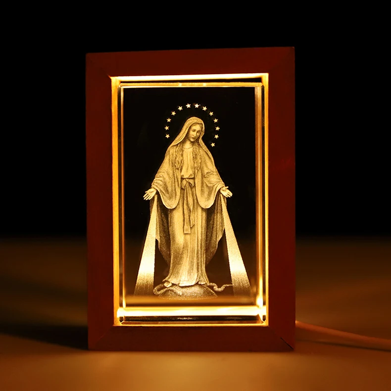 product new design 3d laser crystal cube first holy communion crystal night light for home deco-33