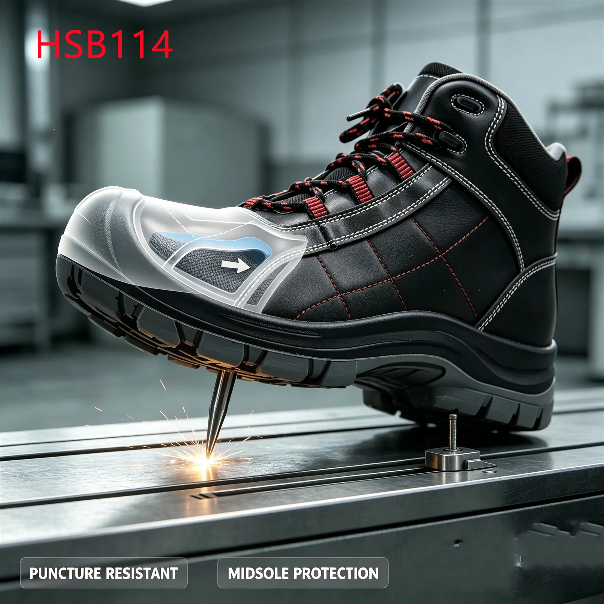 LXG,Heavy Duty Site Composite Toe Insert Hua Singh Safety Boots Diamond Stitching Design PPE Security Labor Footwear HSB114