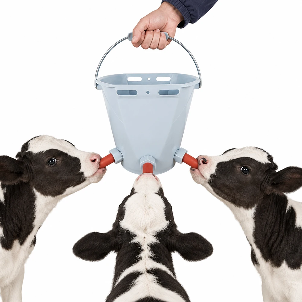 Automatic 8L Plastic Milk Bucket Water Drinker for Livestock Cow Cattle Nipple Drinker Farm