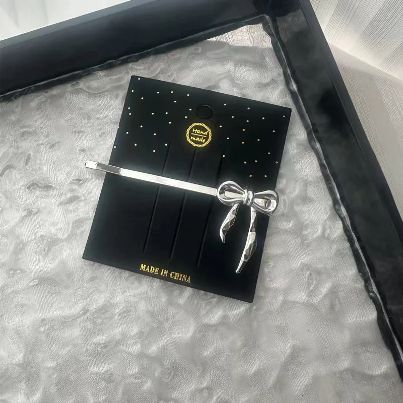 New Arrival Simple Fashion Cool Girl Women Alloy Silver Metal Single Hair Clips Unique Bow Hairpins INS Style BB Clip