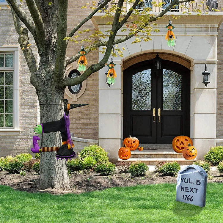 Ready to ship halloween large witch crashing into tree door