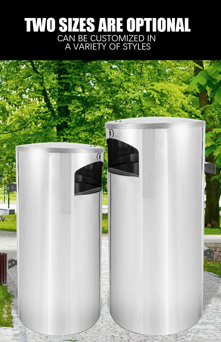 Large Outdoor Stainless Steel Wall Mounted Ashtray Lockable Metal Trash Bin for Smoking Accessories in Public Places