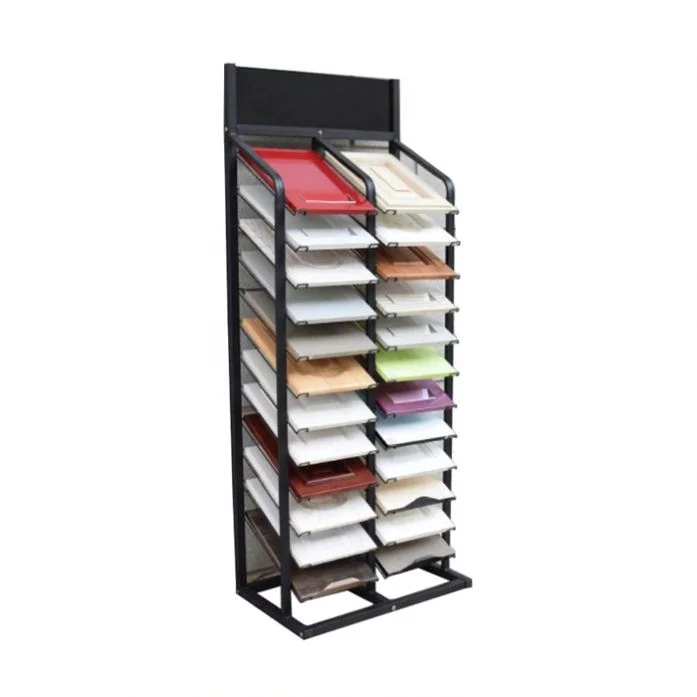 Ceramic Tile Display Stand Adjustable Metal Wood Display for Ceramic Wood Tiles Sleek and Functional