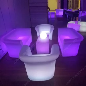 Colorful Nightclub bar Plastic Led Light Leisure Sofa Glowing Furniture Led Colorful Party Rental Led bar Sofa Chair