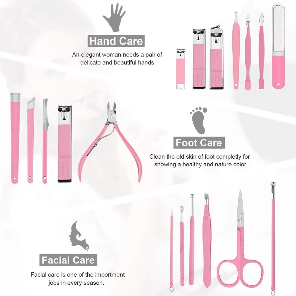 
 18 шт. маникюрный набор из нержавеющей стали машинки для стрижки ногтей, набор с чехлом личный маникюрный педикюрный набор для мужчин и женщин обувь для девочек Дорожная сумка  