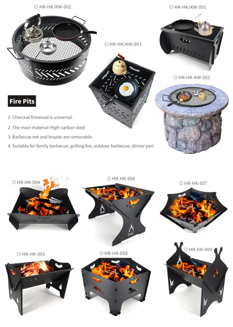 Wholesale Foldable Collapsible Camping Bbq Cooking Metal Corten Steel