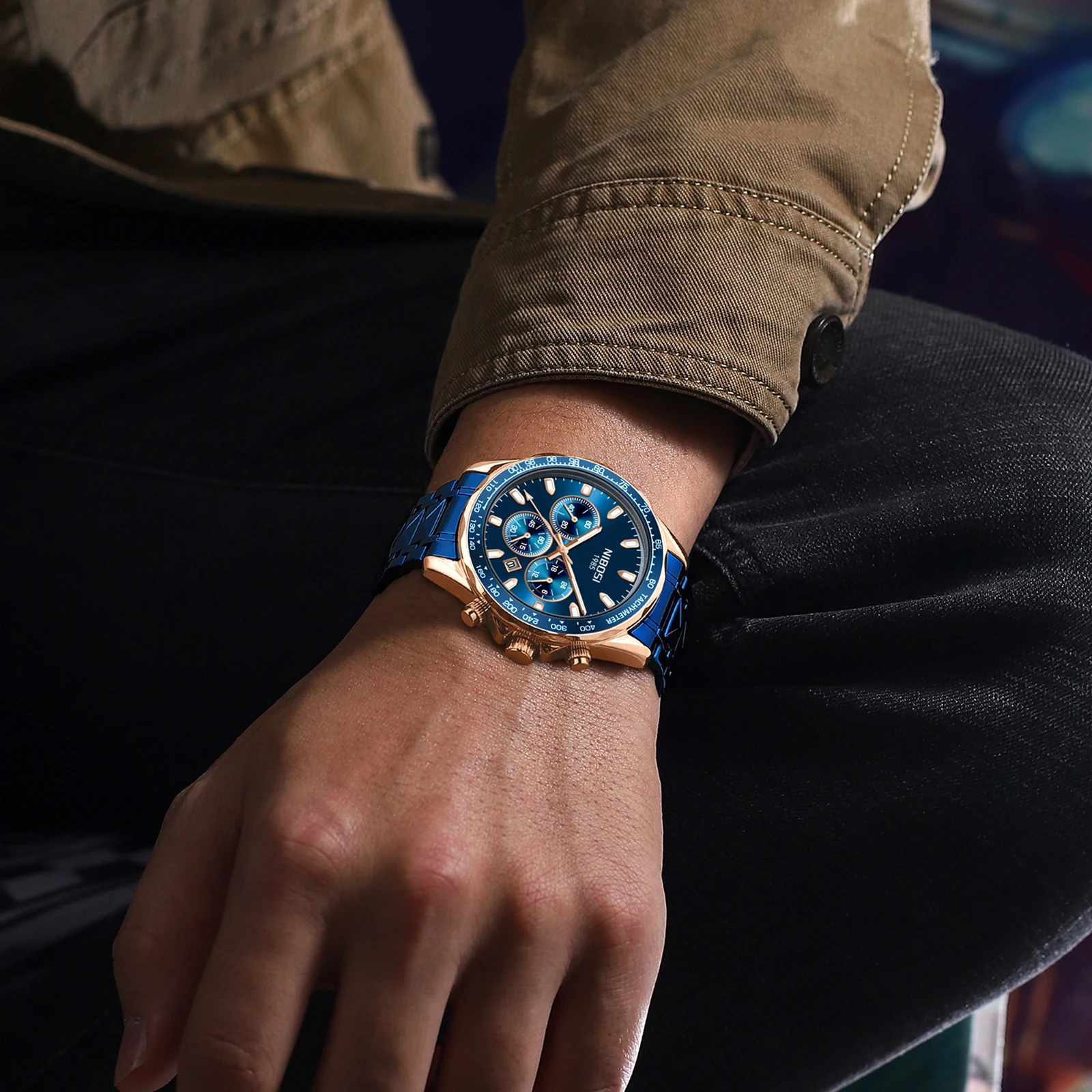NIBOSI 2611 Mens Charm Fashion  Chronograph Luminous Small Three Needle Water Proof Quartz Watch
