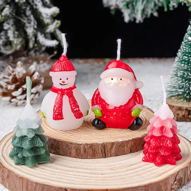 Christmas table decoration Santa Snowman Christmas tree candle Christmas Eve party cartoon character cake toppers