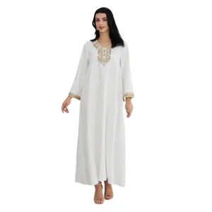 Middle East Wholesale Muslim Robe Abaya Women Fashion Patchwork Lace Loose Long Sleeve Dress