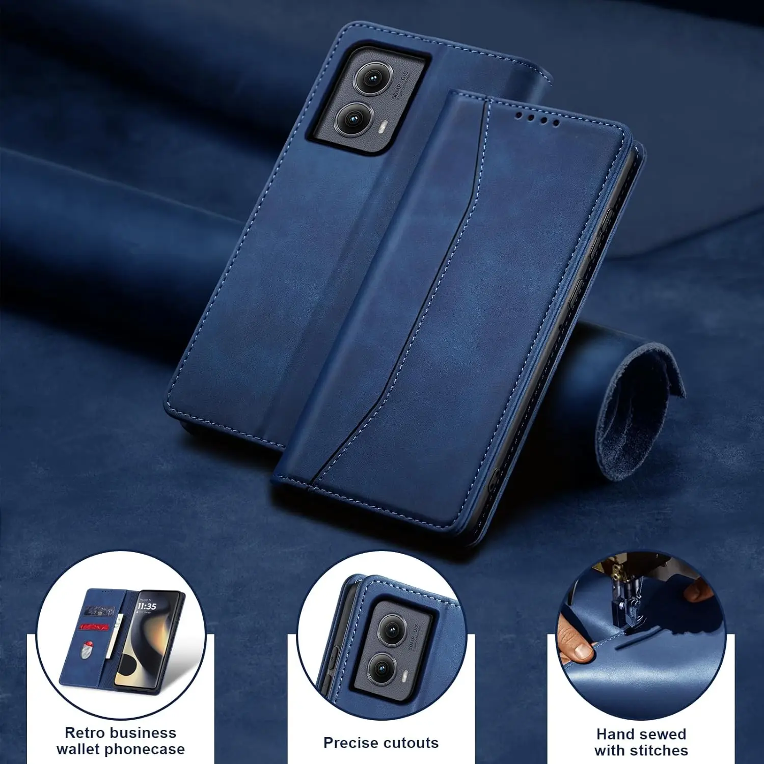 product flip wallet case for motorola edge 2024 leather magnetic folio cover with card holder kickstand shockproof durable case-5