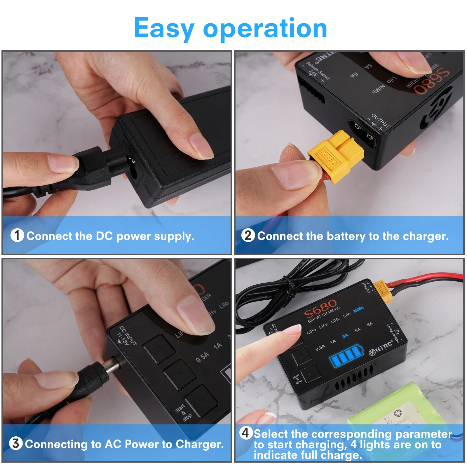 Htrc 80w 6a Mini Smart Battery Charger For 16s Life/lihv/lilon/lipo