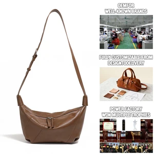 Manufacturer Wholesale Custom Women's Retro Leather Shoulder Bag OEM/ODM High-quality Crossbody Bag for Lady Wide Shoulder Strap