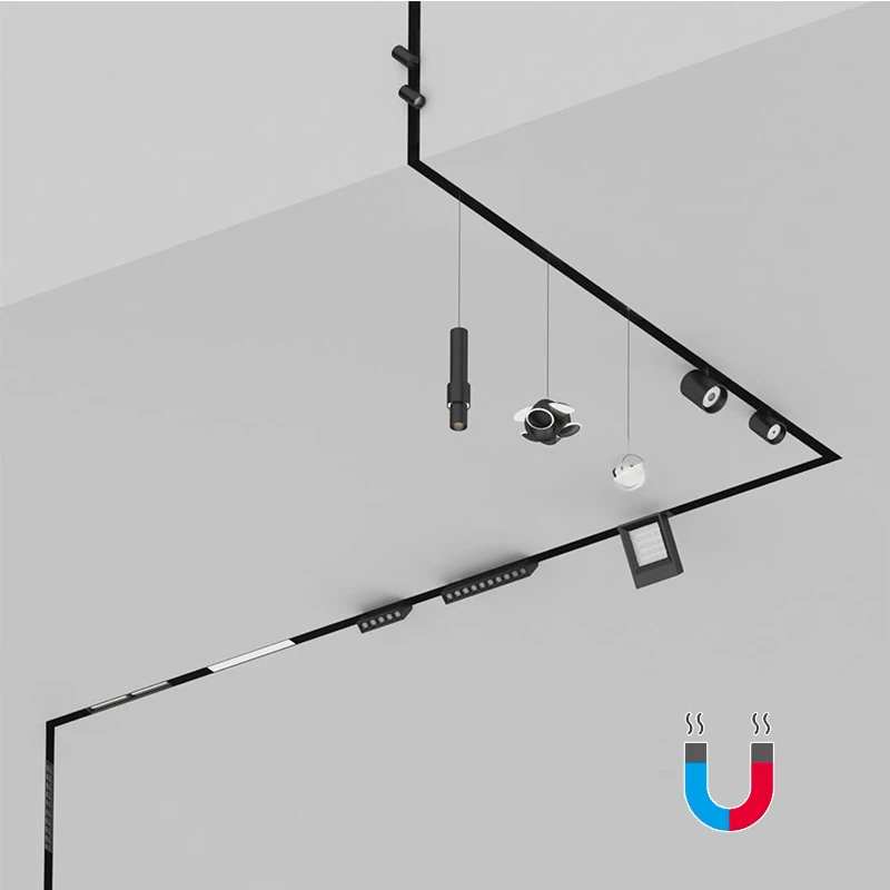 Высококачественный линейный светодиодный Трековый светильник 48 В, встраиваемая подвесная Магнитная трековая система освещения