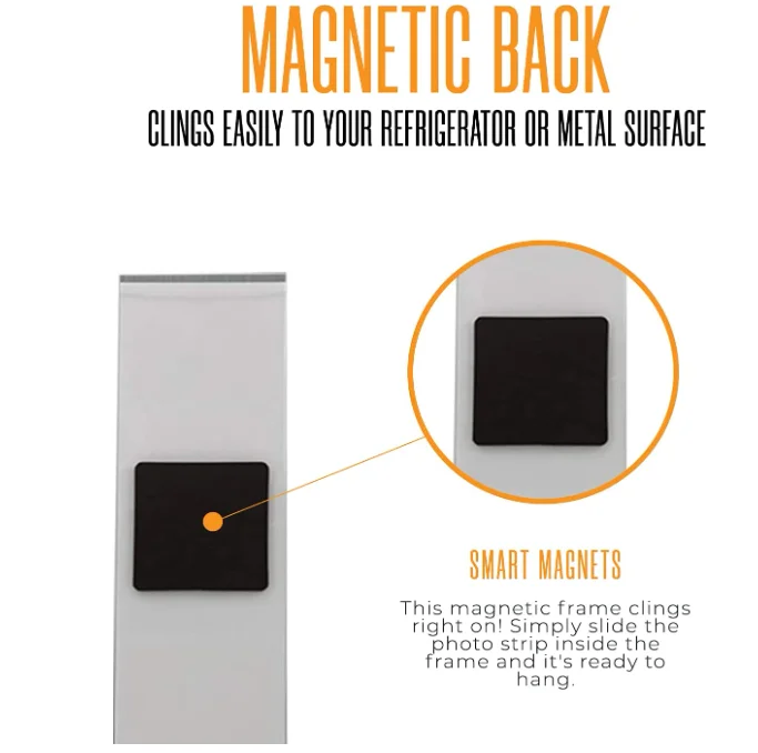 Magnetic Frame with Insert for Photobooth Strips, Refrigerator and Locker Magnet Picture Frame