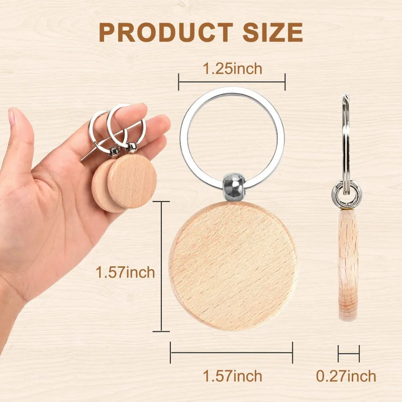 Solid Wood Keyring With Custom Laser Engraved Logo For Personal Use_voghion.com