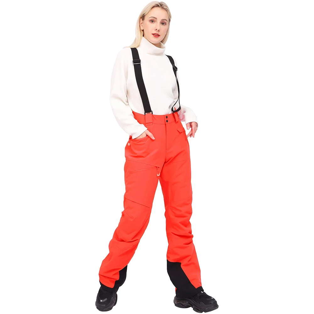 Snow Ski Bib Pants for Women Insulated Windproof Waterproof Breathable Overalls with Detachable Suspenders for Snowboarding 