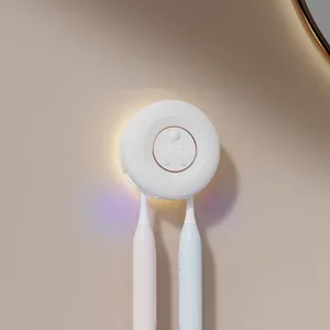 Wall Mounted Mini Smart UVC Toothbrush Sterilizing Holder UV Equipment with Clock & Night Light Function Portable Heat Features