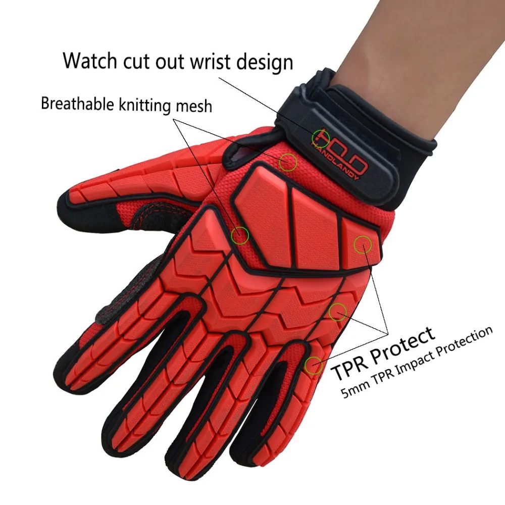 Сверхпрочные защитные перчатки HANDLANDY из ТПР для горных работ устойчивые к вибрации ударопрочные