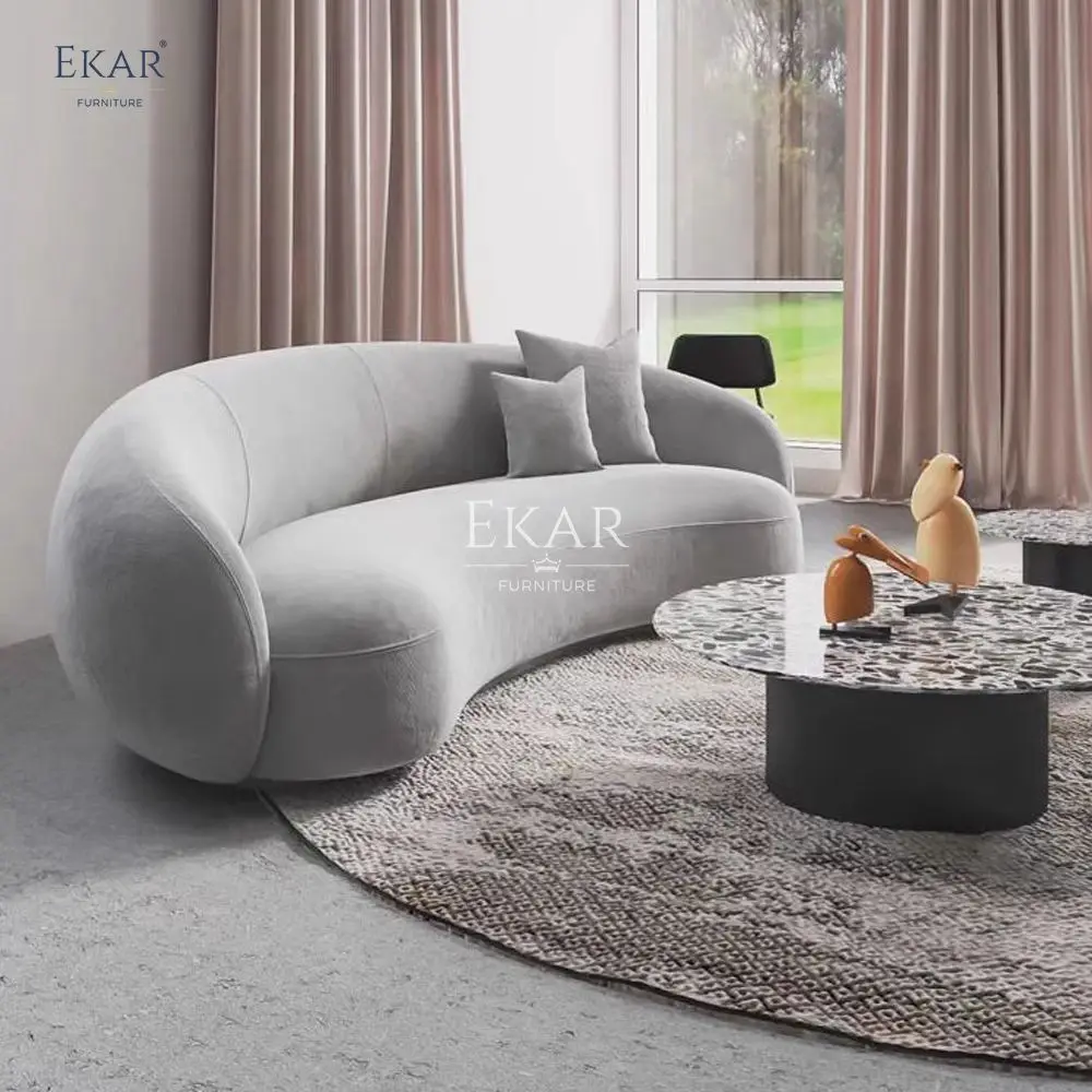 product new design luxury sofa curved crescent shaped high density foam sofa for modern living spaces designer sofa l-67