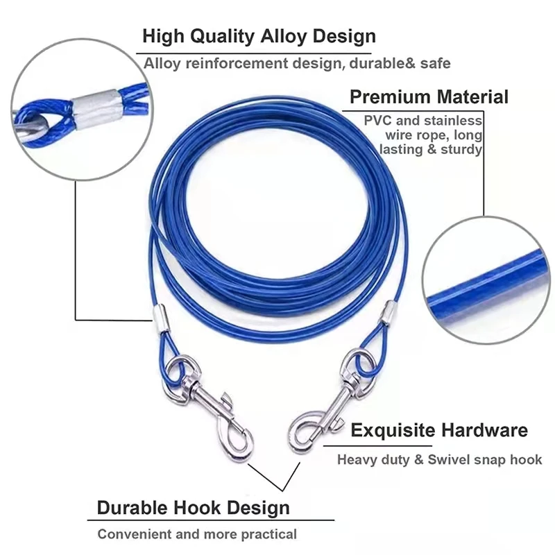 Dog Running Walking Training Hiking Large Dog Tie Out Cables Rope Cable