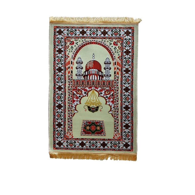 Factory Dropship Custom Design Polypropylene Woven Portable Prayer Mat Thick Fluffy Tassel Islam Muslim Turkish Adult Rug Tapis