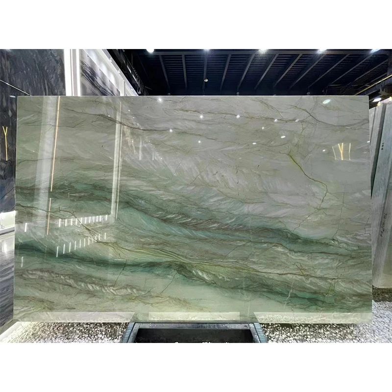 モダンで高級なマーブルストーン、室内用ウォールパネル向け天然グリーンマーブル（ホテル、ヴィラ、キッチン、バスルーム、キッチンアイランド向け）