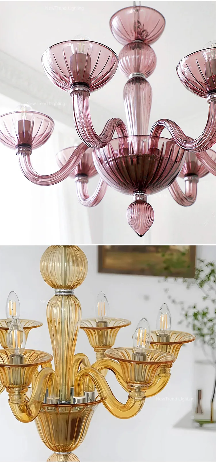 cpl 464 modern french pastel color murano glass chandelier  artistic luxury pendant light for villa dining-3