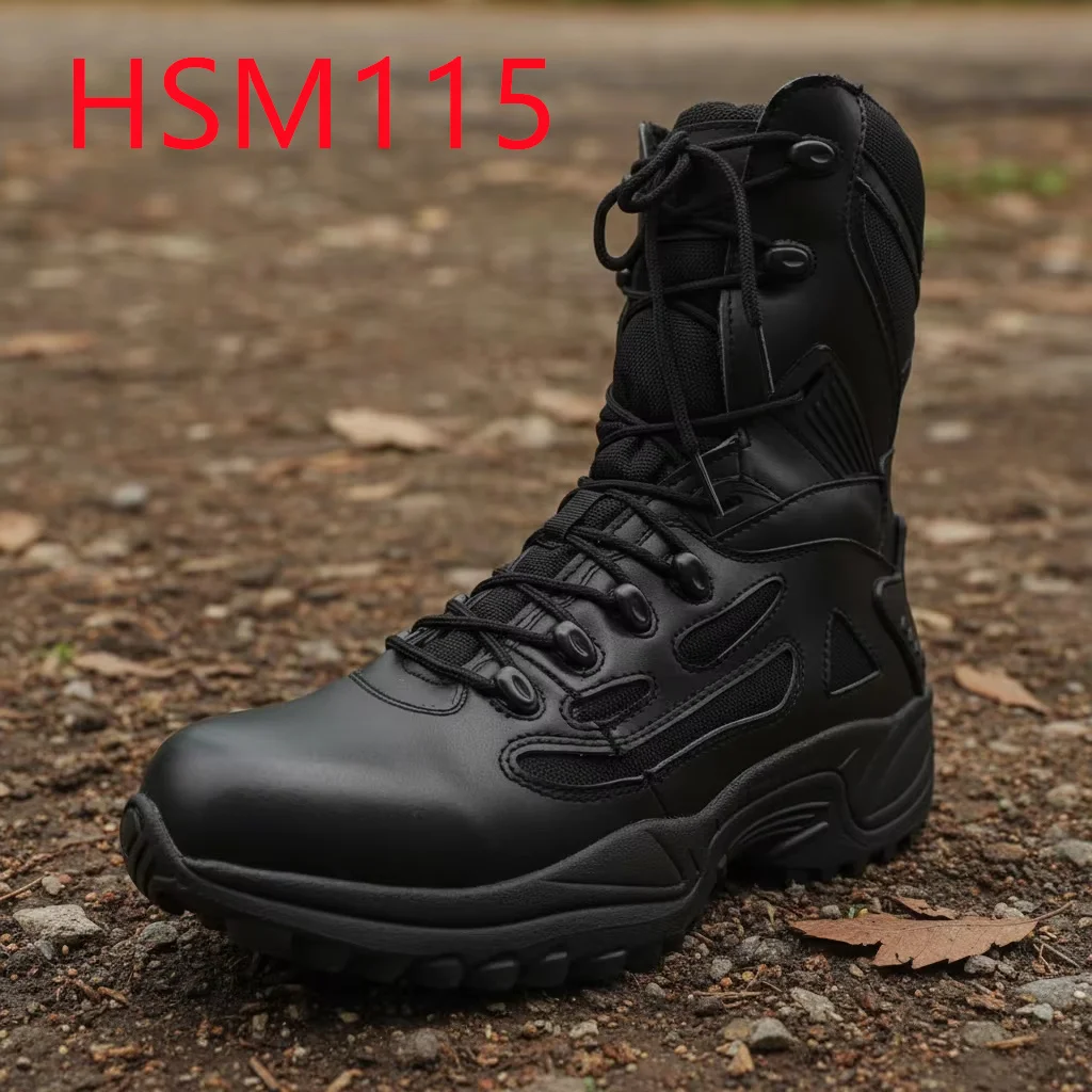 ZYF,Outdoor Training Anti-tear Suede Leather Hiking Boots with Side Zipper Flexible Support Black/sand Color Combat Boots HSM115