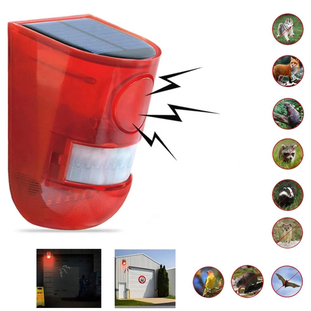 Outdoor Farm Solar Powered Sound Strobe Lights Motion Sensor Security