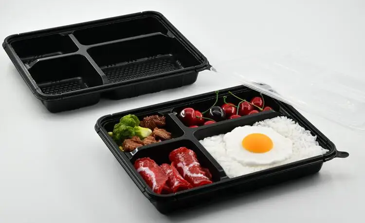 To Go 3 Compartment for Meal Prep Containers Plastic Disposable Takeaway Food Container Bento Lunch Box
