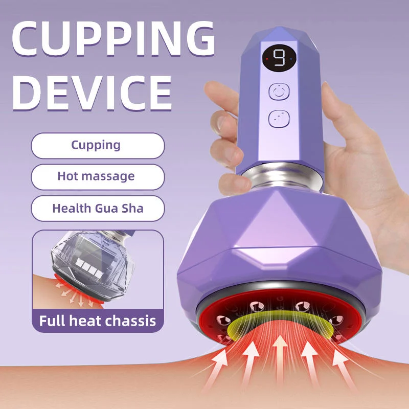 Massageur électrique portable de ventouses BG03 | Thérapie chauffante et vibrante à 9 vitesses avec dégonflage