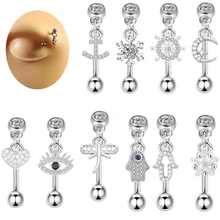 fashion Stainless steel Piercing jewelry eye Moon Pendant eyebrow ring 16G Zircon eyebrow nails Cochlear stud Party Body jewelry
