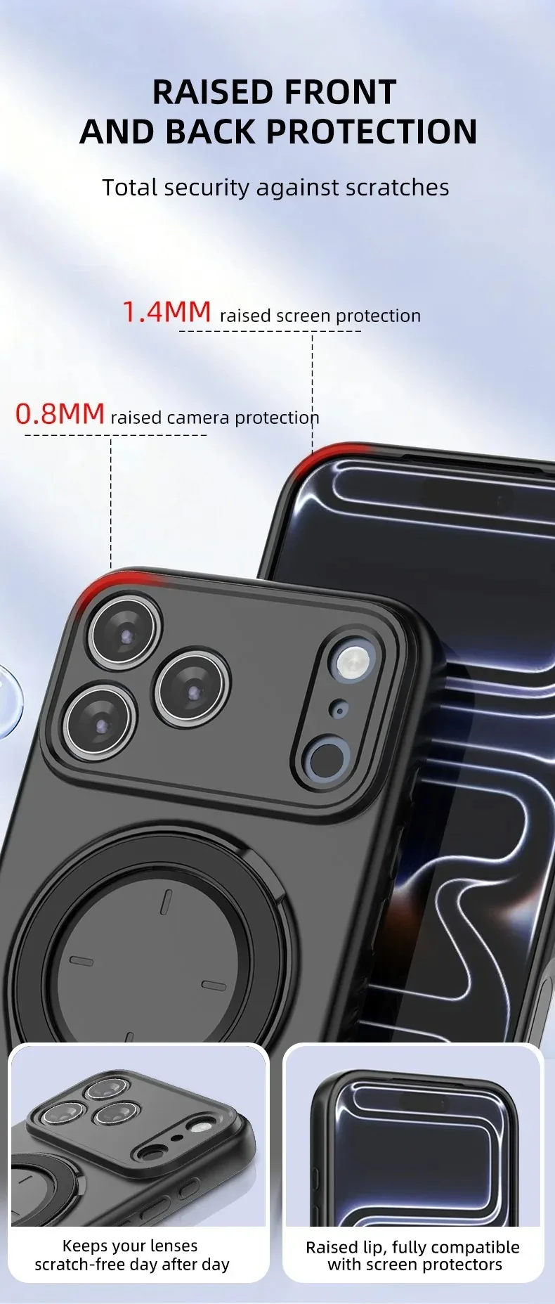 product for iphone 17 pro max kickstand case drop proof  shockproof tpu phone cover support magnetic car mount multiple colors-8