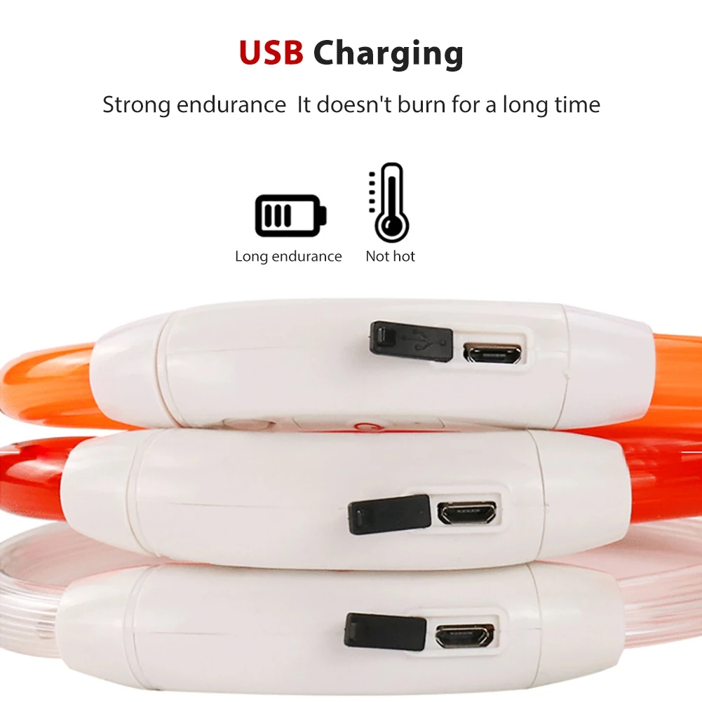 USB Rechargeable LED Glow Collar For Dogs - Adjustable, Light Up Pet Safety Collar