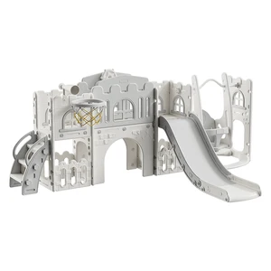 Toddler Slide with Basketball Hoop and Telescope Climber Indoor Slide for Kids Sensory Integration Training Equipment