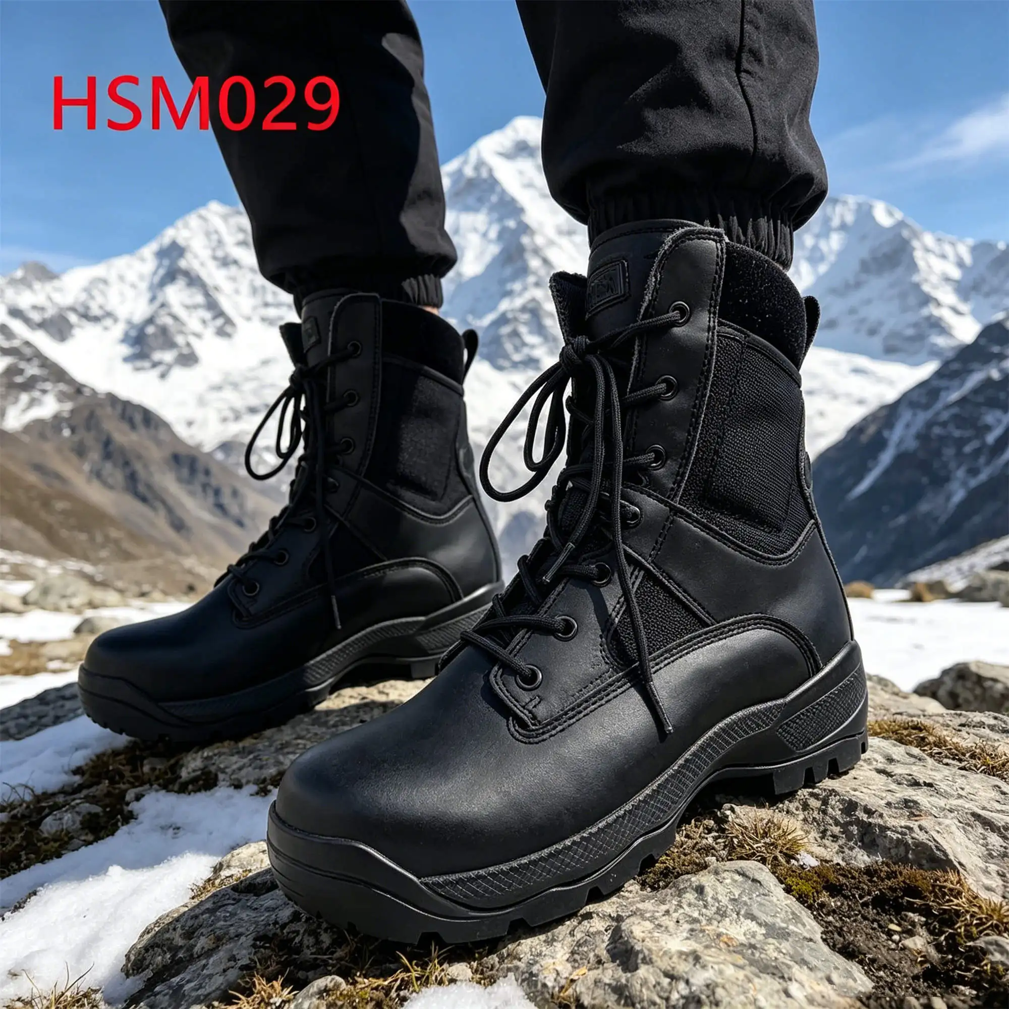 ZYF, Sepatu Bot Tempur Desain Dompet Kartu Merek Terkenal di AS, Sol Karet Tahan Lama, Warna Hitam/Pasir, Sepatu Bot Pertempuran HSM029