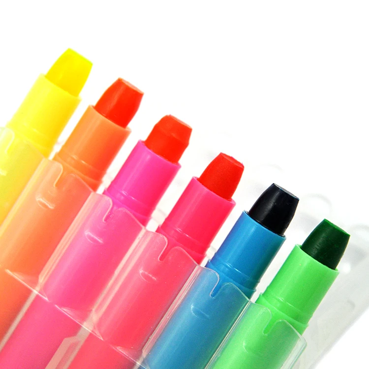 OEM Highlighters Neon Colors 6 Water Soluble Gel Crayon
