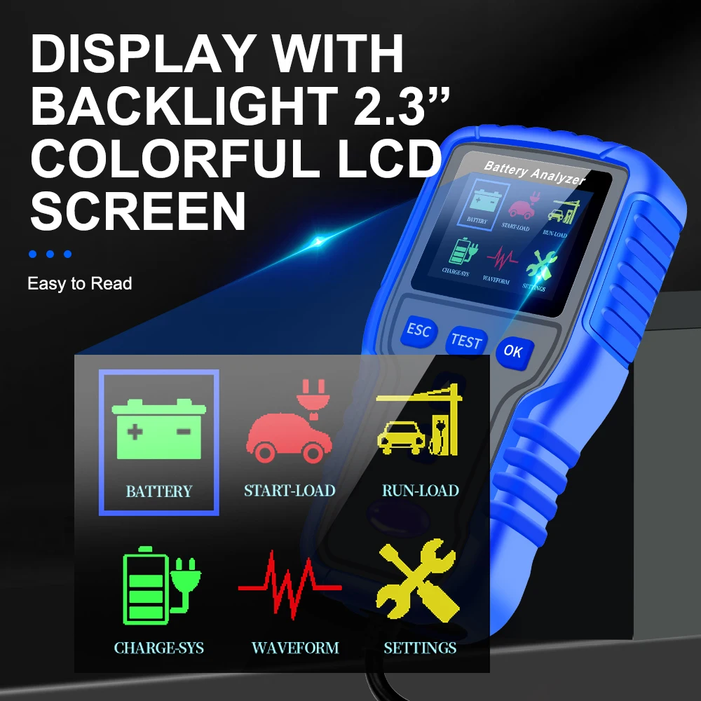 KAIWEETS Car Battery Tester 12V 24V, Auto Battery Load