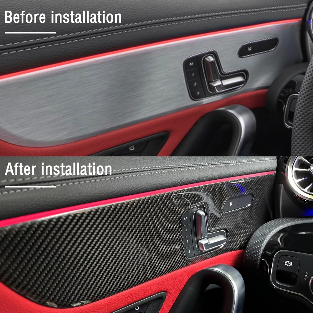 For Mercedes Benz a Class CLA W177 C118 CLA35 CLA45 AMG Carbon Fiber Door Panel Trim Cover Car Interior Accessories